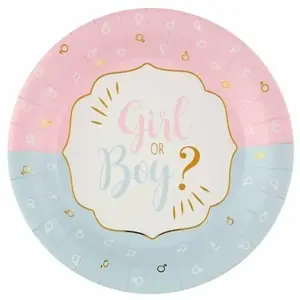Comparateur de prix : Santex 10 ASSIETTES CARTON BABY GENDER Ø22.5CM BICOLORE- VAISSELLE DE FÊTE Multicolore