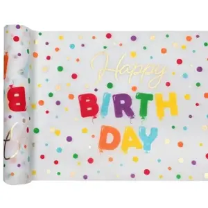 RueDeLaFete Chemin de table HAPPY BIRTHDAY ballon métal 3m pas cher