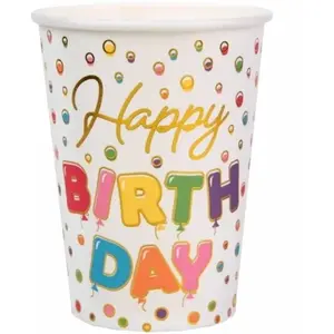 RueDeLaFete Lot de 10 Gobelets HAPPY BIRTHDAY ballon métallisé 25cl pas cher
