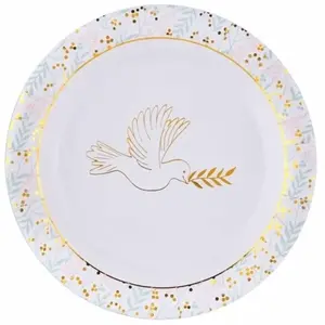 Comparateur de prix : Santex mariage SANTEX 7631-99, Paquet de 10 Assiettes Communion 22,5cm, Blanc/Or