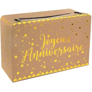 Santex URNE Tirelire Valise Anniversaire Kraft 24X16CM
