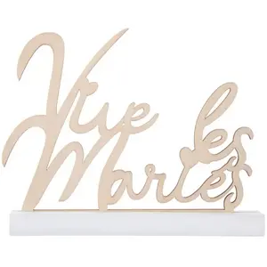 RueDeLaFete Lettres Vive les mariés 18cm en bois sur socle pas cher
