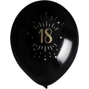Santex 8 ballons latex âge 18 ans ø23cm noir - chalayer 000735500000018 pas cher