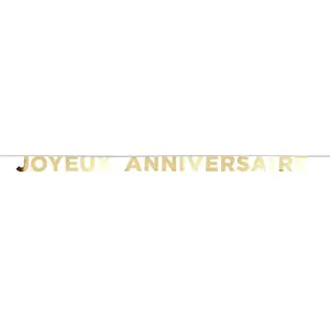 RueDeLaFete Banderole en carton 2.5m - Joyeux Anniversaire Or aille Unique Or & Noir pas cher
