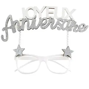 RueDeLaFete Lunettes pailletées Joyeux Anniversaire Etincelant, Argent pas cher