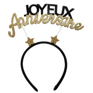 Comparateur de prix : Santex SERRE-TÊTE JOYEUX ANNIVERSAIRE 21X25CM OR PAILLETÉ Or