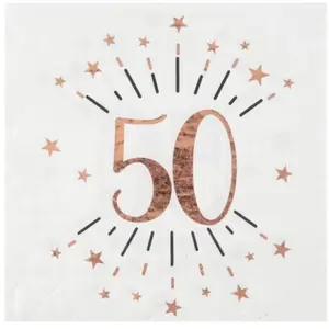 Comparateur de prix : Sachet de 10 Serviettes âge étincelant métal 50 ans Rose Gold