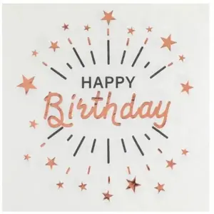 Comparateur de prix : SANTEX 7508-20, Sachet 10 Serviettes Happy Birthday Etincelant métal Blanc/Rose Gold
