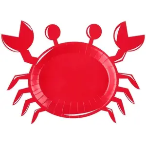 Comparateur de prix : Paquet de 10 Assiettes CRABE Bord de Mer, Rouge