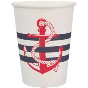 Comparateur de prix : Santex Gobelets - BORD DE MER - Lot de 10 - 25cl - Blanc rayé - Décor marin
