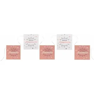 SANTEX Banderole fanion carré anniversaire blanc et rose gold métallique 5m (x1) REF/6653