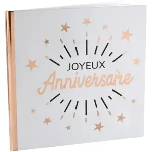 SANTEX Livre d'or joyeux anniversaire blanc et rose gold métallique (x1) REF/6651 pas cher