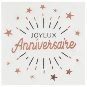 Comparateur de prix : SANTEX Serviette de table joyeux anniversaire blanche et rose gold métallique (x10) REF/6649