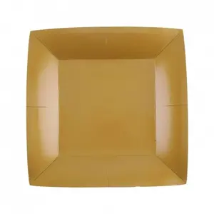 Comparateur de prix : 10 ASSIETTES CARTON BIO CARRÉES 18CM OR- VAISSELLE DE FÊTE Or