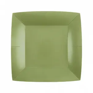 Comparateur de prix : 10 ASSIETTES CARTON BIO CARRÉES 18CM VERT OLIVE