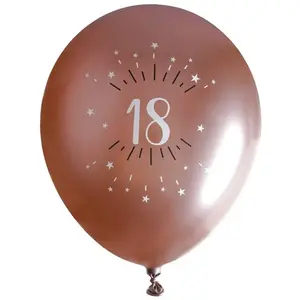 SANTEX Ballon élégant anniversaire 18 ans en latex de 30cm rose gold (x6) REF/7401 pas cher
