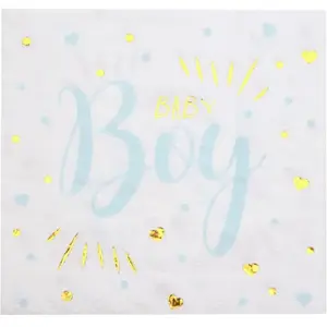 Santex 20 SERVIETTES DE TABLE JETABLE PAPIER BABY SHOWER BOY 33CM BLEU Bleu, Turquoise, Ciel, Marine pas cher