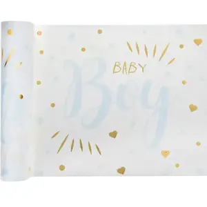 Santex CHEMIN DE TABLE INTISSÉ BABY SHOWER 28CMX5M BLEU Bleu, Turquoise, Ciel, Marine pas cher