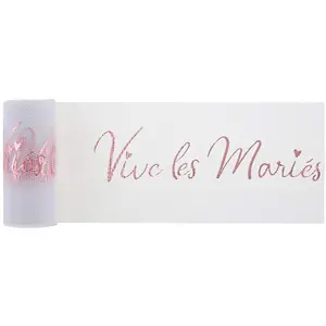 Santex RUBAN DE TABLE VIVE LES MARIÉS 8CMX10M ROSE GOLD Rose, Fuchsia pas cher
