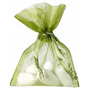 SANTEX Contenant sachet organdi vert sauge/olive (x10) REF/2462 thème Champêtre/nature pas cher