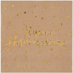 Comparateur de prix : Santex 20 SERVIETTES PAPIER ANNIVERSAIRE KRAFT 25CM