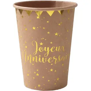Comparateur de prix : RueDeLaFete 10 gobelets carton anniversaire kraft 27cl - chalayer 000566900000026