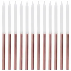 Non communiqué 12 bougies paraffine ø0.5cm 12.5cm blanc or rose - chalayer 000757600000020 pas cher