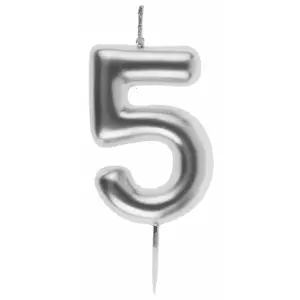 RueDeLaFete Bougie ARGENT, chiffre 5 argent pas cher