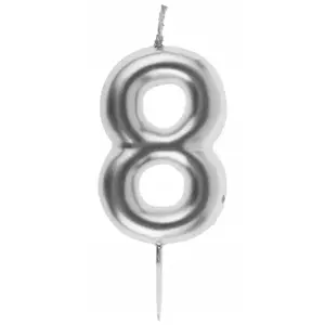 RueDeLaFete Bougie ARGENT, chiffre 8 argent pas cher