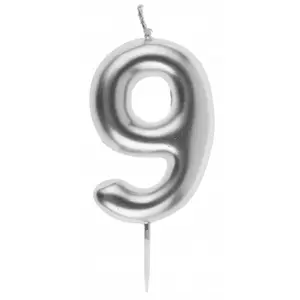 RueDeLaFete Bougie ARGENT, chiffre 9 argent pas cher