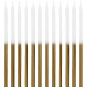 RueDeLaFete 12 bougies paraffine ø0.5cm 12.5cm blanc or - chalayer 000757600000003 pas cher
