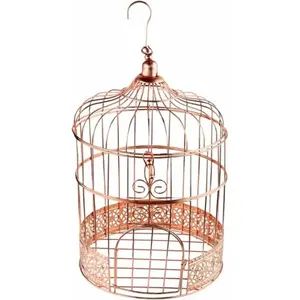 Santex tirelire cage oiseau métal ø20cm 31cm or rose - chalayer 000620200000020 pas cher