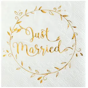Comparateur de prix : SANTEX 20 Petites serviettes en papier Just Married métallisées 25 x 25 cm