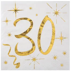 Comparateur de prix : Sachet de 20 petites serviettes 30 ans, métallisées OR