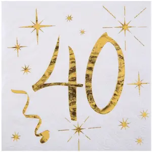 10 SERVIETTE 40 ANS METAL X20 pas cher