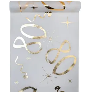 JOUR DE FETE Chemin de Table Anniversaire - Blanc et Or - 80 ans pas cher