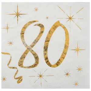 Comparateur de prix : SANTEX 6159-80, Sachet de 20 petites serviettes 80 ans, métallisées OR