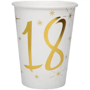 Gobelets métallisés - Non spécifié - 18 ans - Blanc et Or - 10 pièces - 27 cl max pas cher
