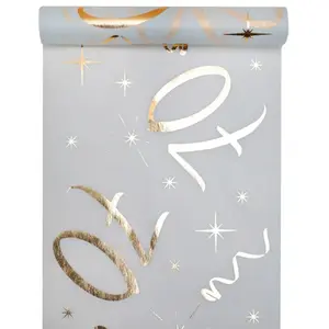 JOUR DE FETE Chemin de Table Anniversaire - Blanc et Or - 70 ans pas cher