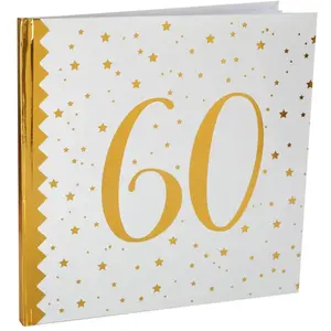 JOUR DE FETE Livre d'Or - Blanc et Or - 60 ans - 44 pages - Étoiles dorées - Pour adultes pas cher