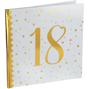 JOUR DE FETE Livre d'Or - Blanc et Or - 18 ans - Adulte - 44 pages - Étoiles dorées pas cher