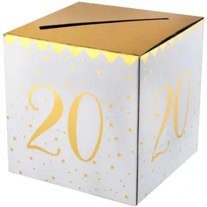 SANTEX Tirelire - Joyeux Anniversaire - 20 Ans - Blanc et Or - 20 cm - Design Astucieux