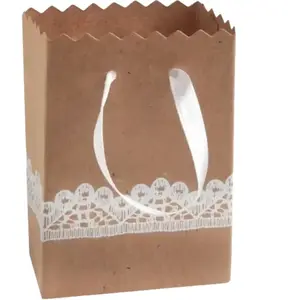 Boîte en dentelle Kraft- Lot de 6 pas cher