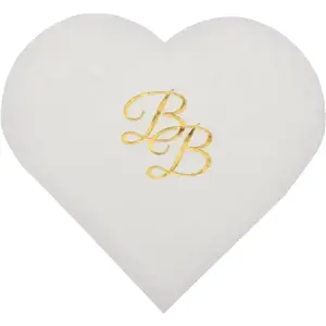Santex Serviette Coeur Blanc inscription BB Or (Lot de 10)  pas cher