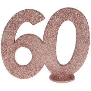 Comparateur de prix : CHIFFRE Anniversaire Vertical déco, 60 pailleté Rose Gold