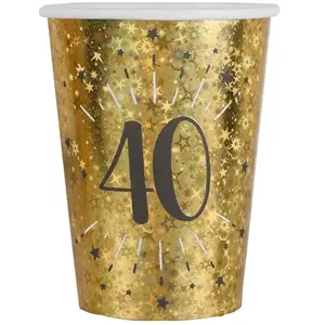 Comparateur de prix : Santex Lot de 10 Gobelets en carton anniversaire 40 ans noir et doré or 27cl
