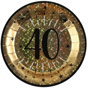 Comparateur de prix : Sachet de 10 Assiettes âge étincelant métal 40 ans