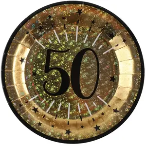 Comparateur de prix : Sachet de 10 Assiettes âge étincelant métal 50 ans