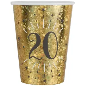 Comparateur de prix : Santex Lot de 10 Gobelets en carton anniversaire 20 ans noir et doré or 27cl