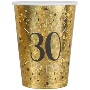 Comparateur de prix : SANTEX Lot de 10 Gobelets cartons "30ans" en doré or 27cl REF/6788 Pour fête anniversaire